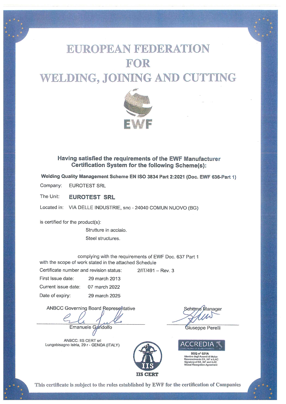 certificazioni carpenteria eurotest